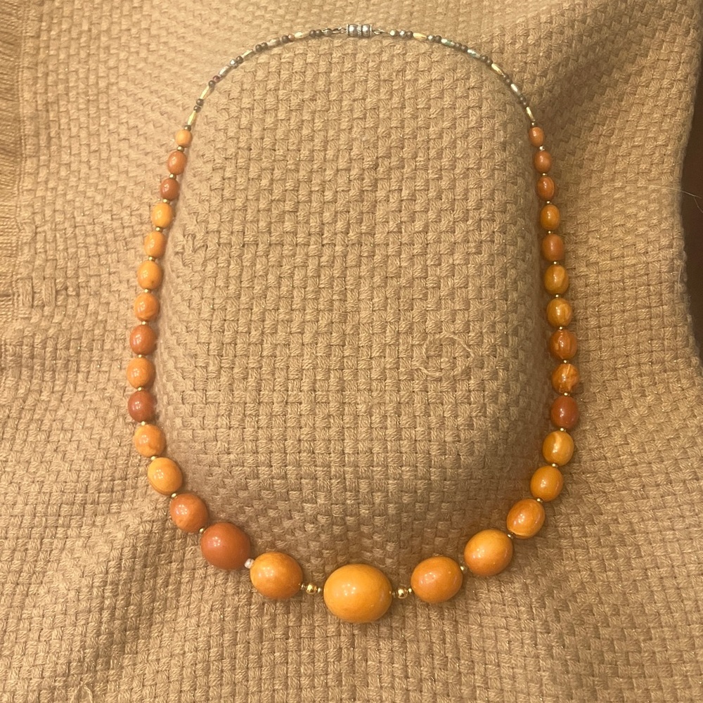 Vintage Orange Beaded Necklace